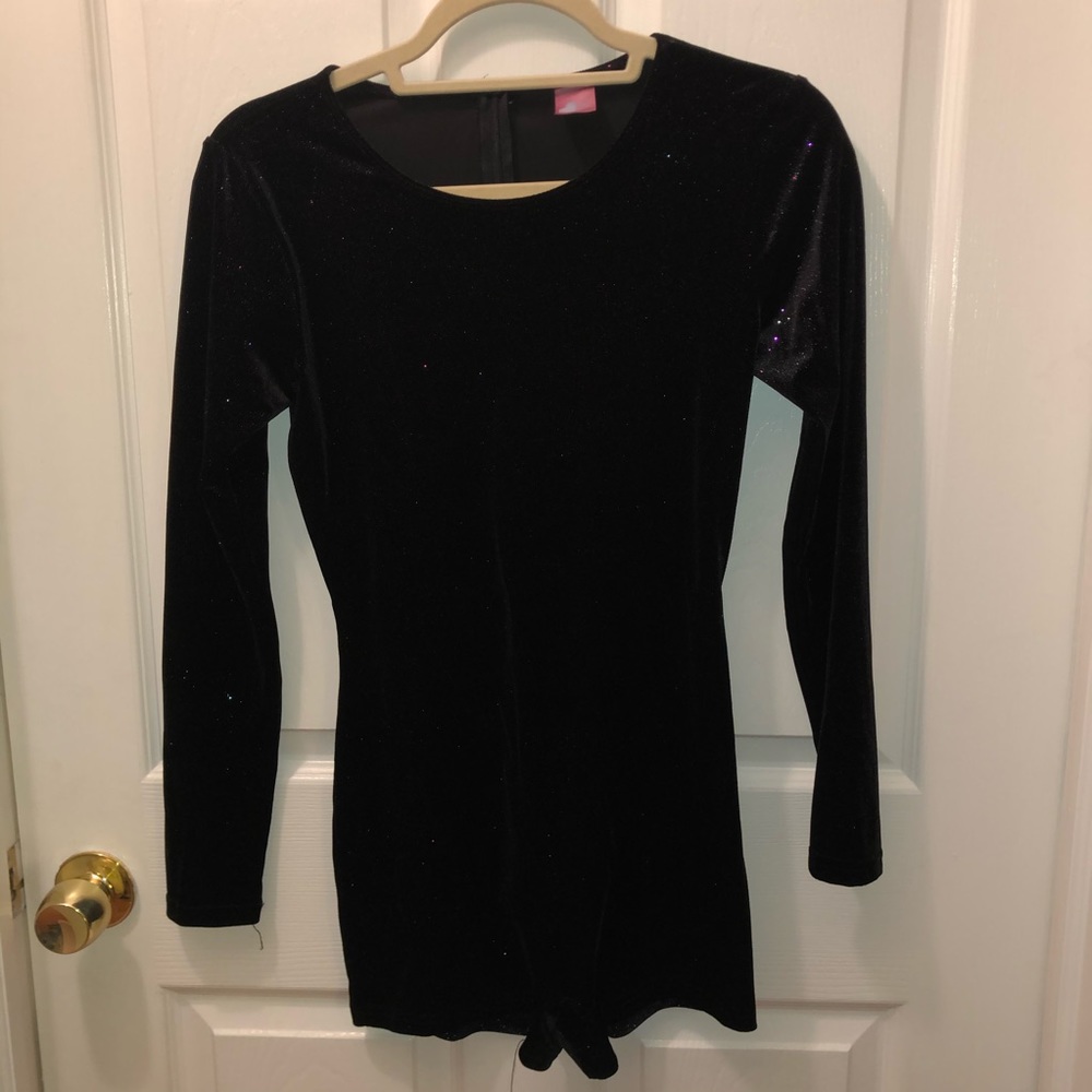 American Apparel Black Glitter Romper/Bodysuit